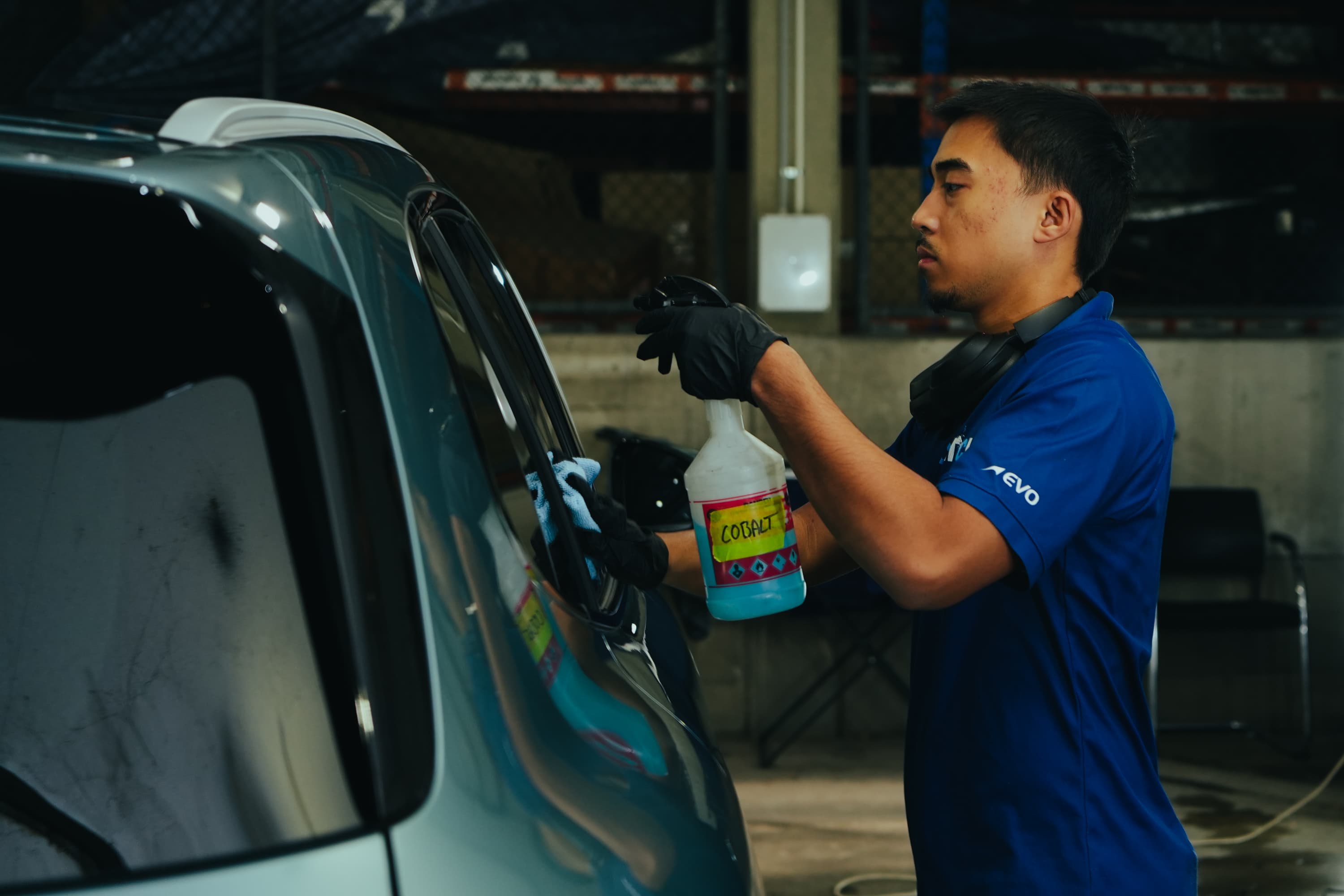 CLTCH technician working with labelled aftercare product